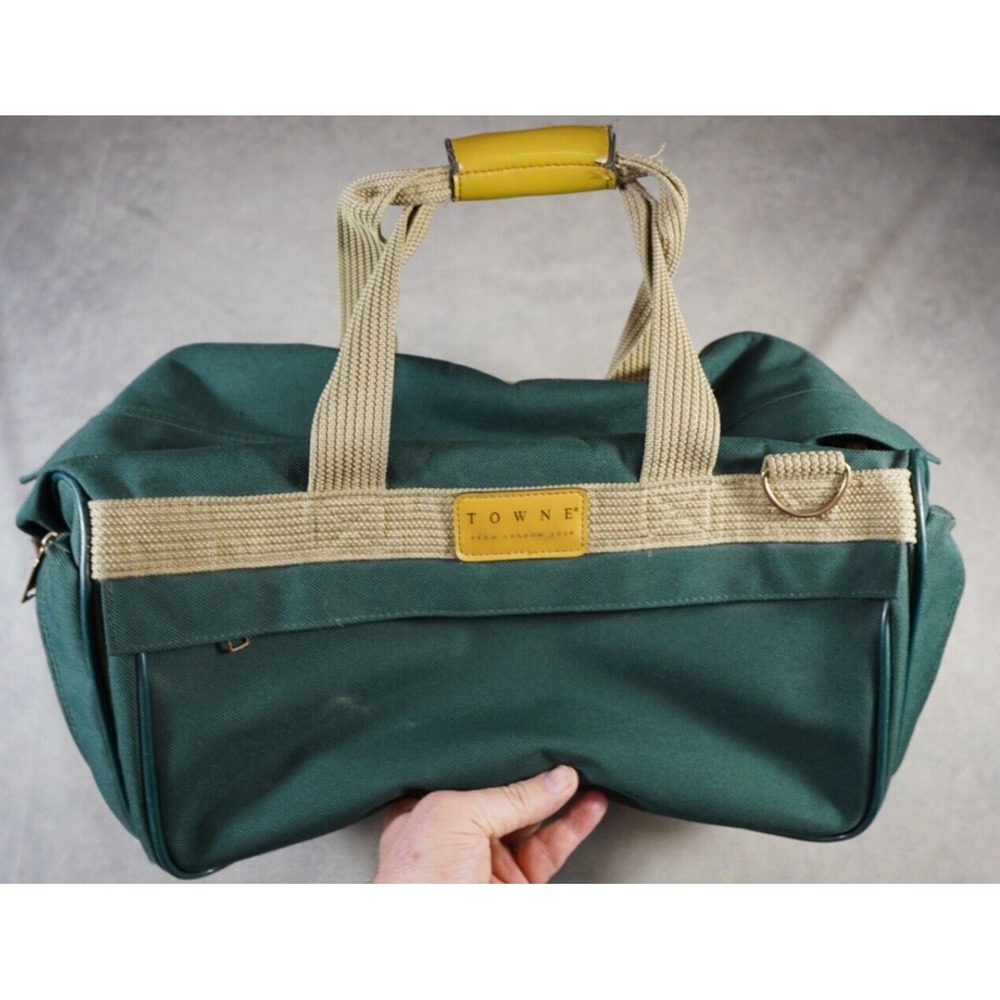 London Fog Green Strap Handle Canvas Duffle Bag Carry On Weekender‎